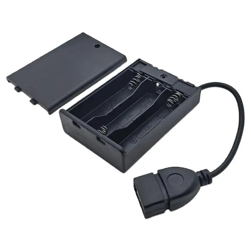1/4Pcs USB Mini Power Supply Battery Box With Cover And Switch 3 X AA USB Battery Box For 4.5V LED Strip Lights