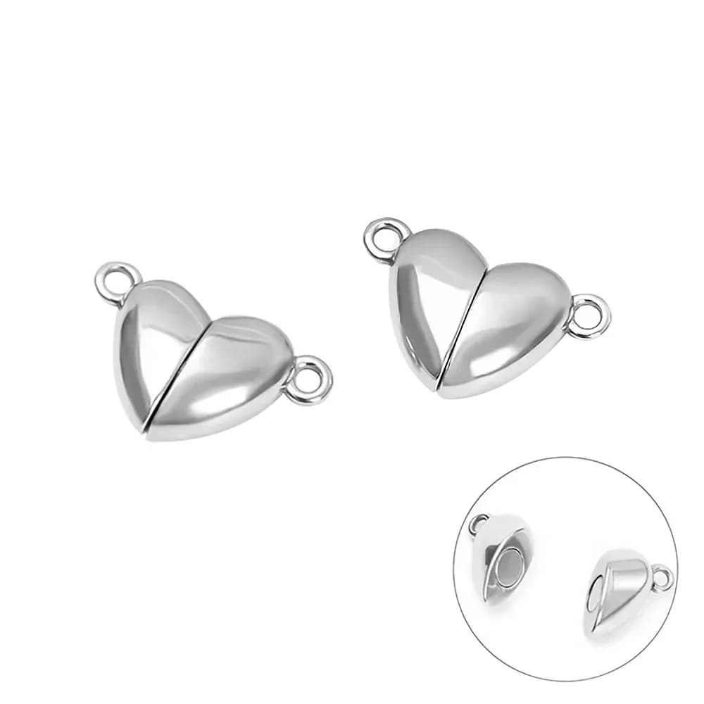 5 pairs Love Heart Magnetic Clasps Connected Metal Magnetic Pendants Terminal Caps for DIY Jewelry making pair bracelets necklace
