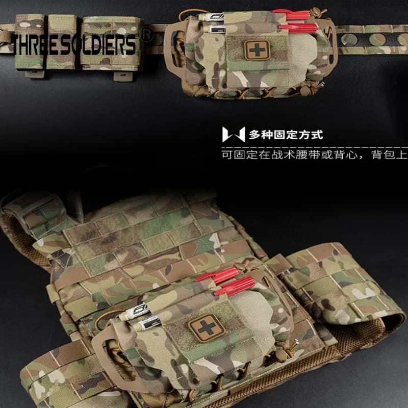 Hiking Hunting Bag Kit IFAK Pouch Two Piece System Medical First Aid Pouch Med Roll Carrier Hypalon Outdoor Medical