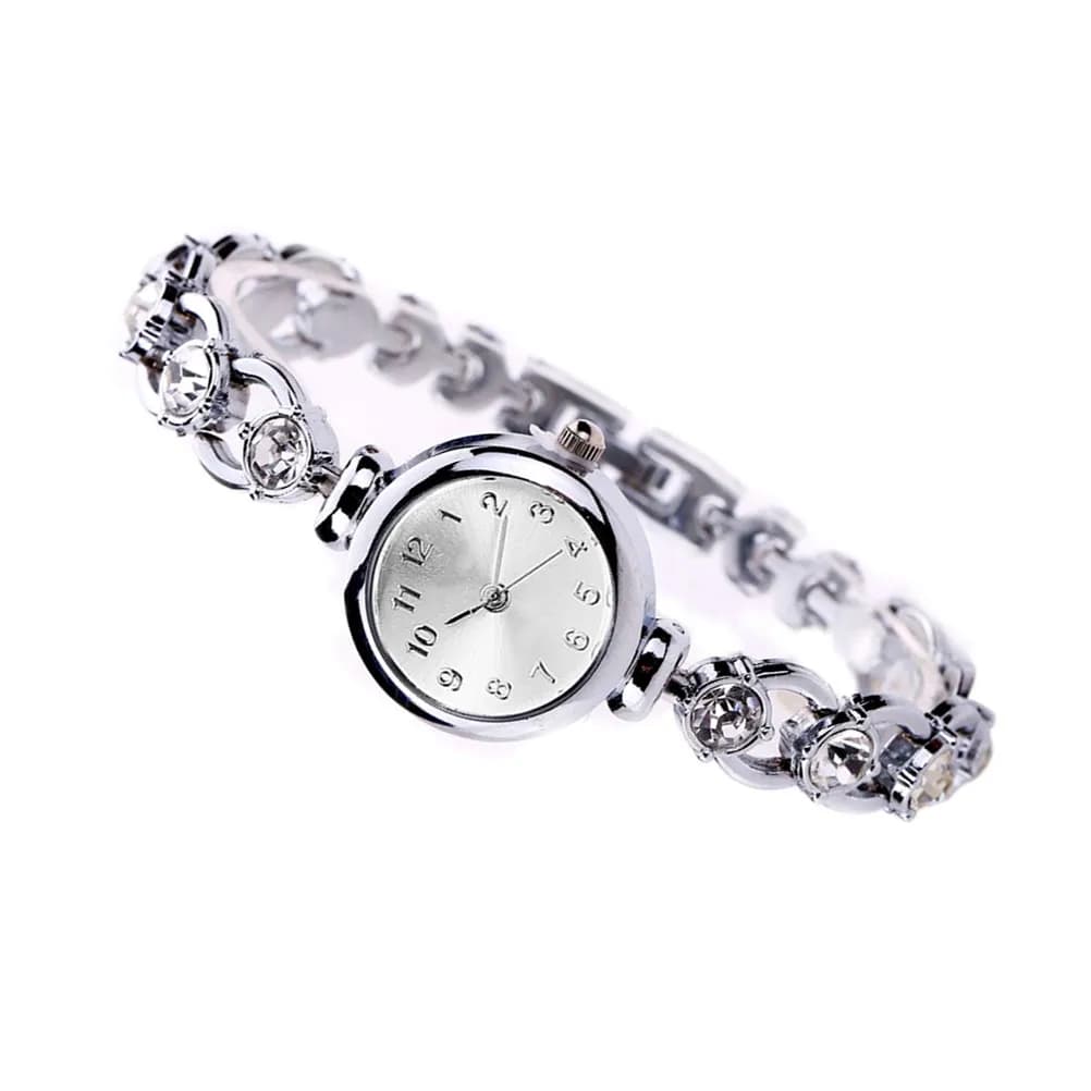 Orologio da polso elegante da donna con movimento al quarzo, tono argento, orologio da polso alla moda, regalo ideale per Natale, San Valentino, compleanno
