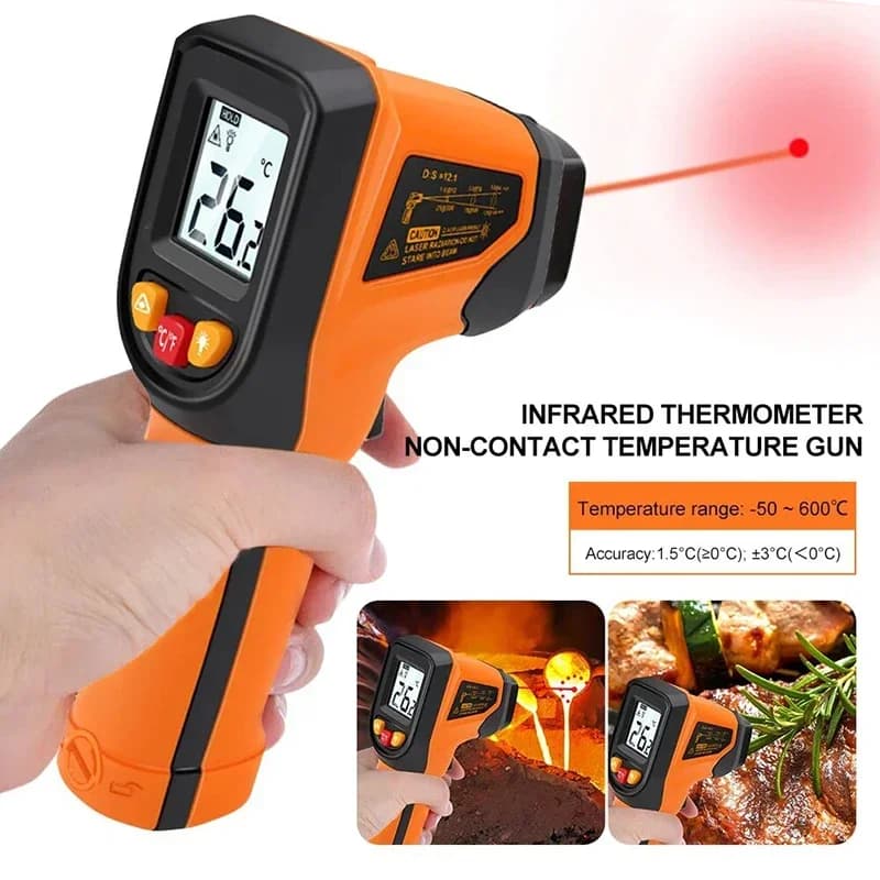 Termometro digitale a infrarossi T400 T600 -50~600 ℃ Termometro laser Pirometro Pistola Strumenti per misuratori di temperatura laser senza contatto