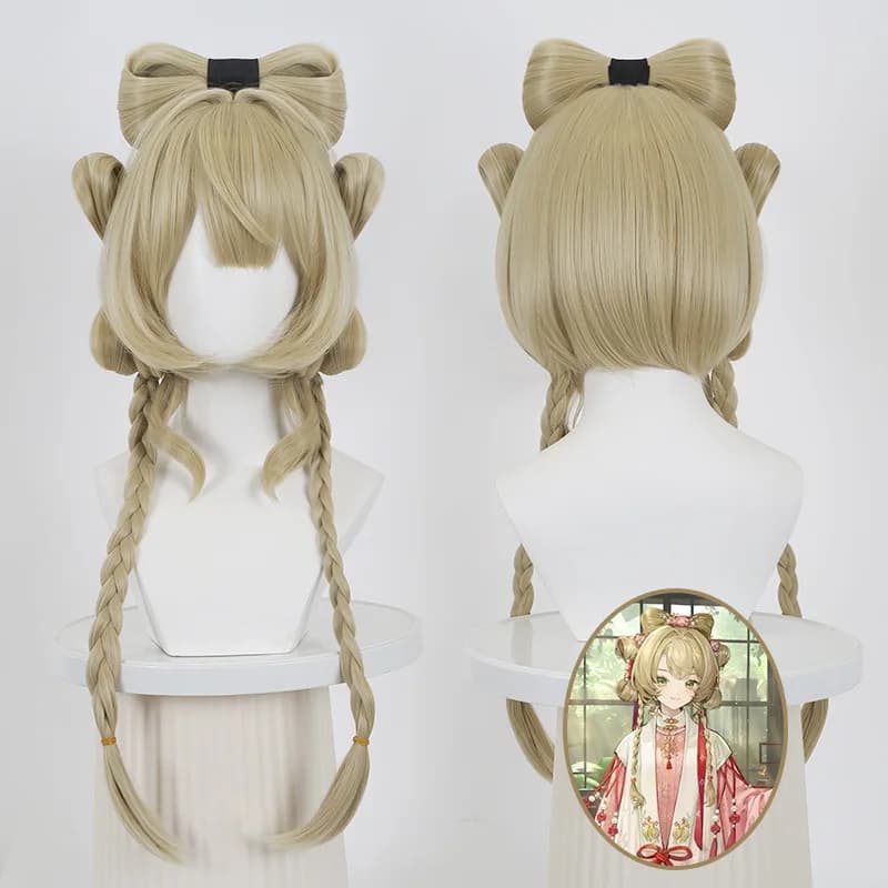 Parrucca Sintetica Cosplay con Clip a Farfalla, Top Separato, Effetto Cuoio Capelluto Naturale, Stile Anime, Ispirata a Su-F, Capelli in Fibra Rosa, per Feste e Costumi