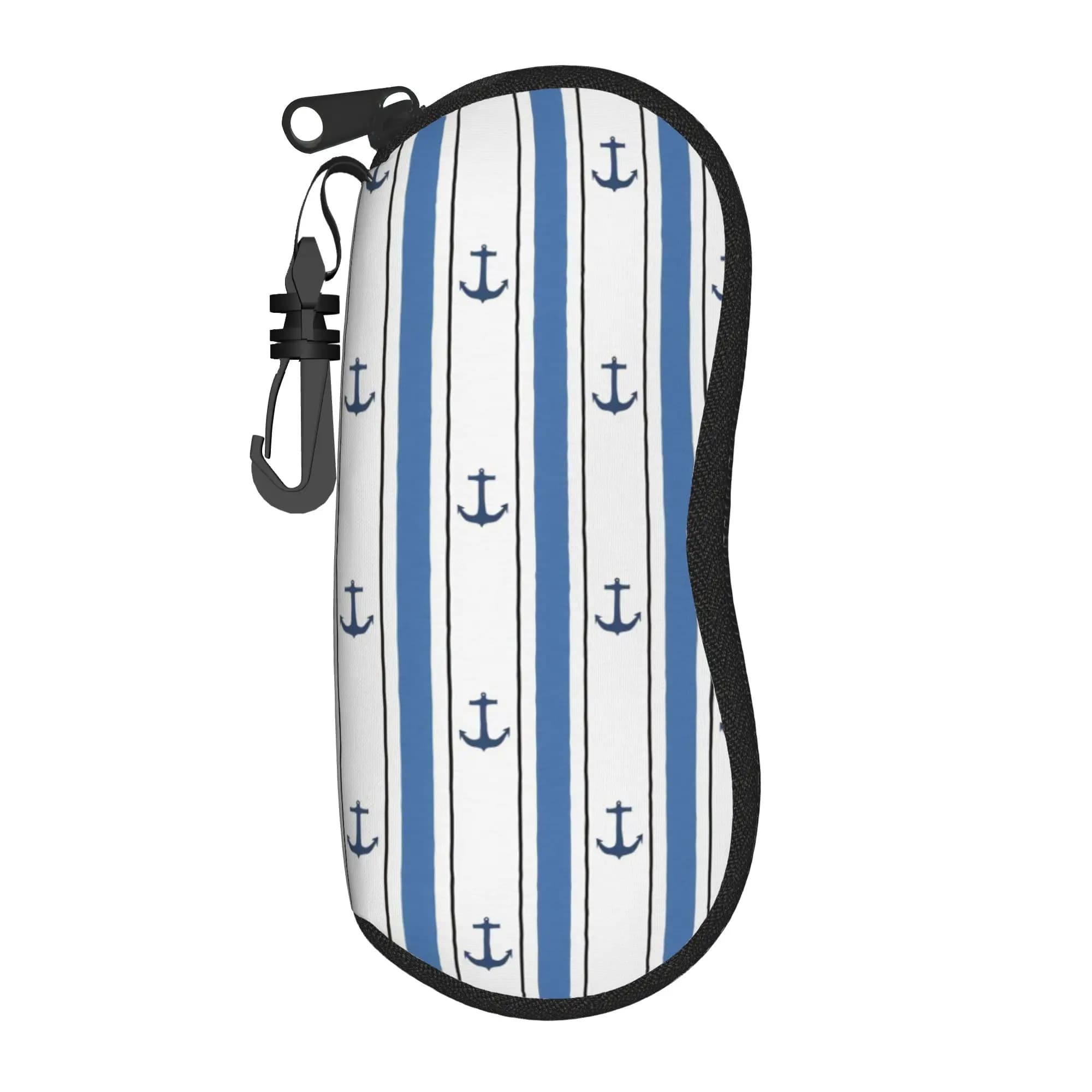 Custodia per Occhiali con Ancora Nautica, Astuccio con Cerniera per Occhiali da Sole, Borsa Protettiva Tascabile di Tendenza, Organizer per Occhiali da Uomo e Donna
