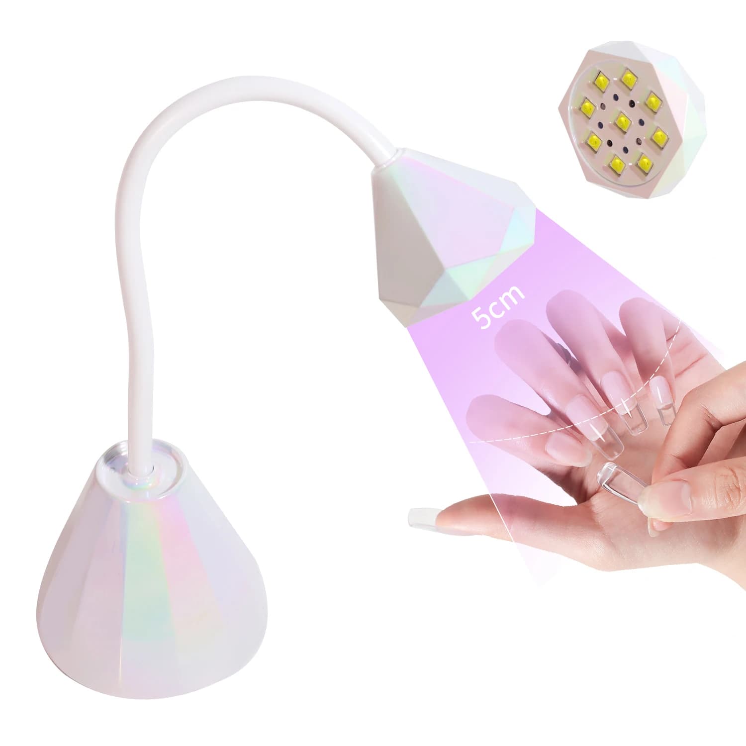 Lampada UV Ricaricabile 27W Mini per Estensione Unghie Gel X, Asciuga Unghie Portatile Senza Fili 360° ° Lampada Polimerizzante a Collo d'Oca Orientabile