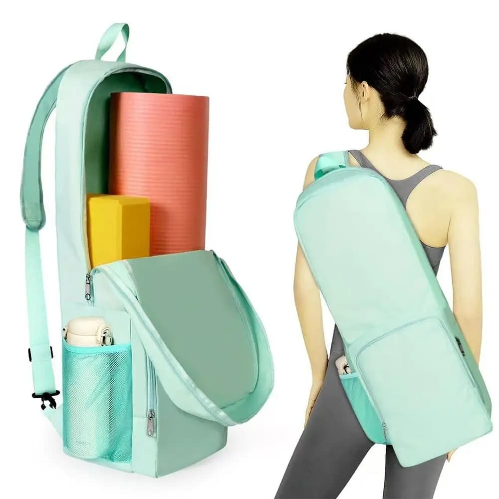 Lightweight Yoga Mat Bag Water-Resistant Waterproof Mat Carrier Large Capacity Side Mesh Pocket Exercise Mat Shoulder Bag