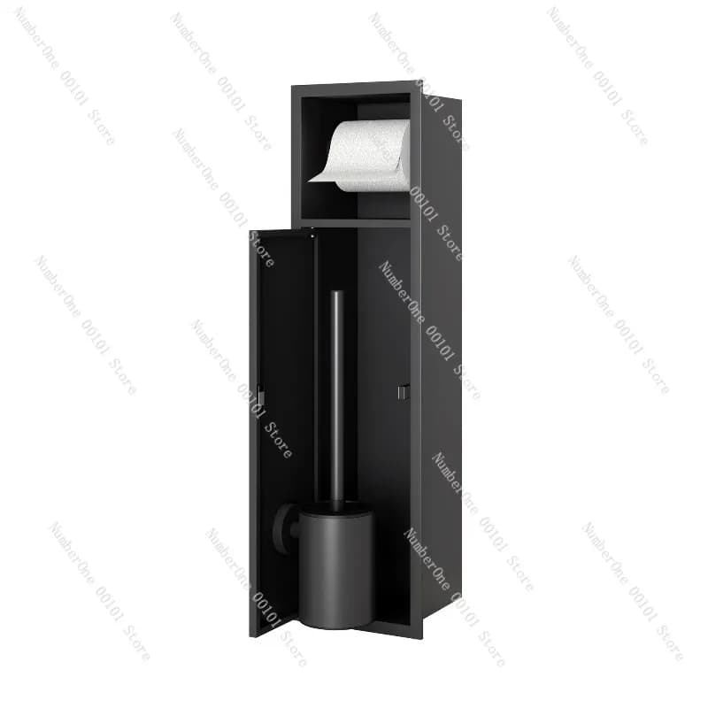 Portascopino da Bagno Incassato in Acciaio Inox 304 Premium con Nicchia Nascosta e Portarotolo da Parete