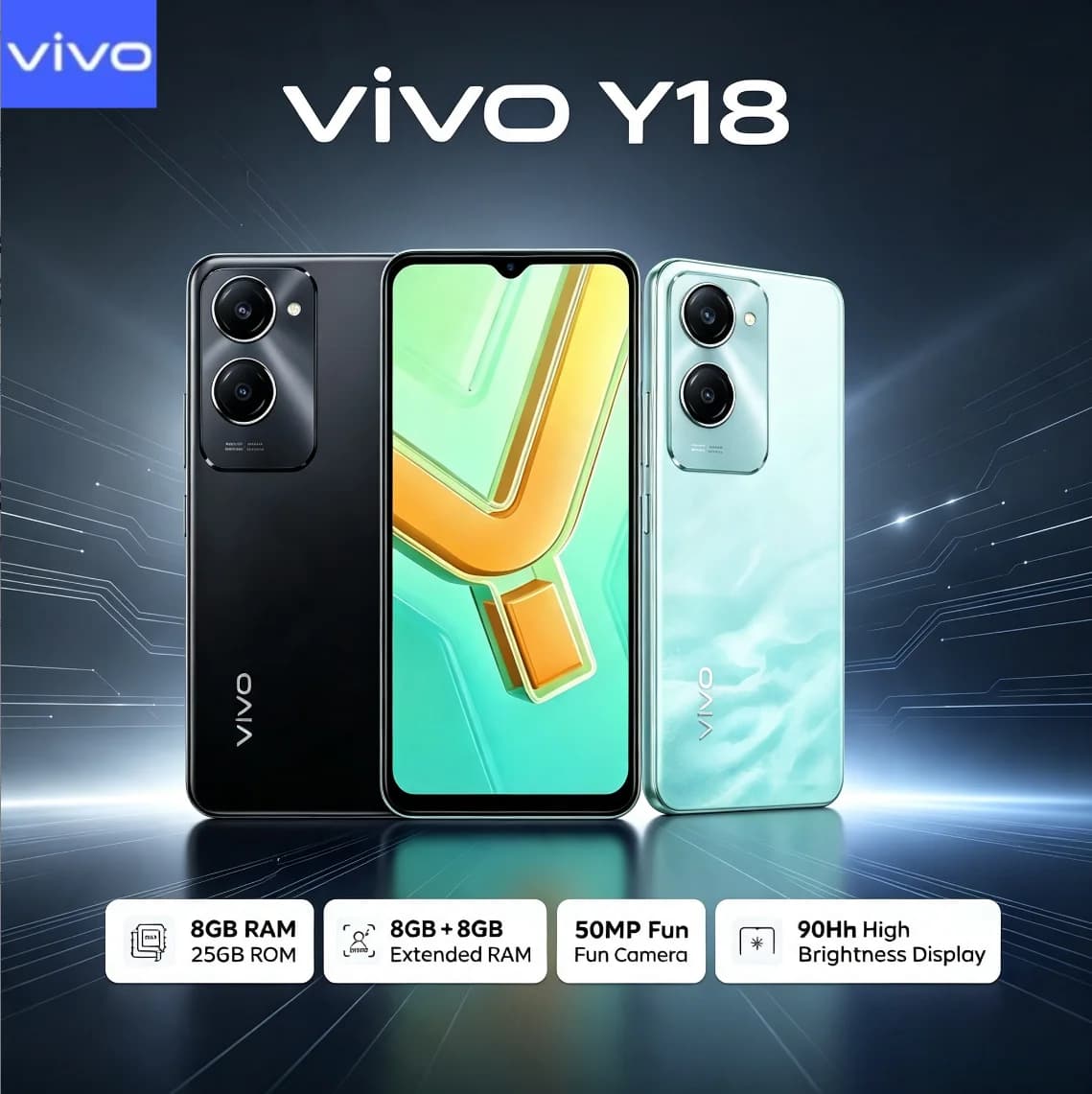 2026 New Vivo Phones Vivo Y18 8+256GB 90Hz 5000mAh High-Performance Smartphone - Unlocked for Global Use