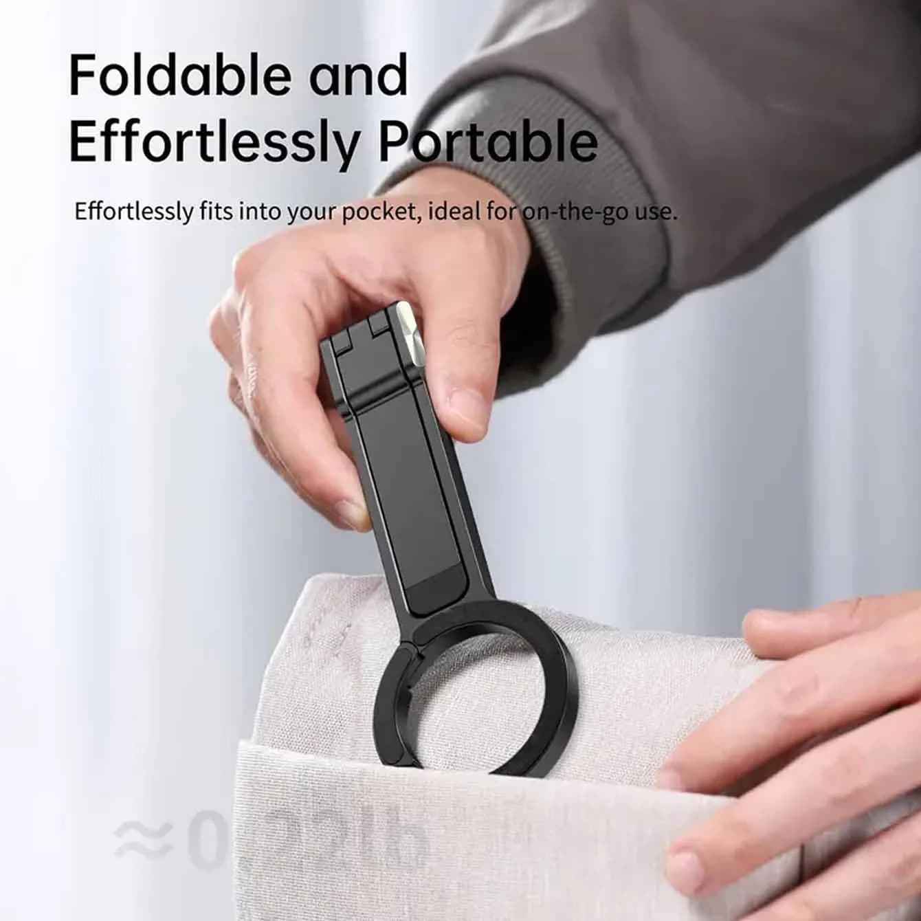 Magnetic Ring Plastic Phone Holder With Adjustable Ring Magnetic Buckle Foldable Phone Holder For Magsafe Mountaineering Buckle