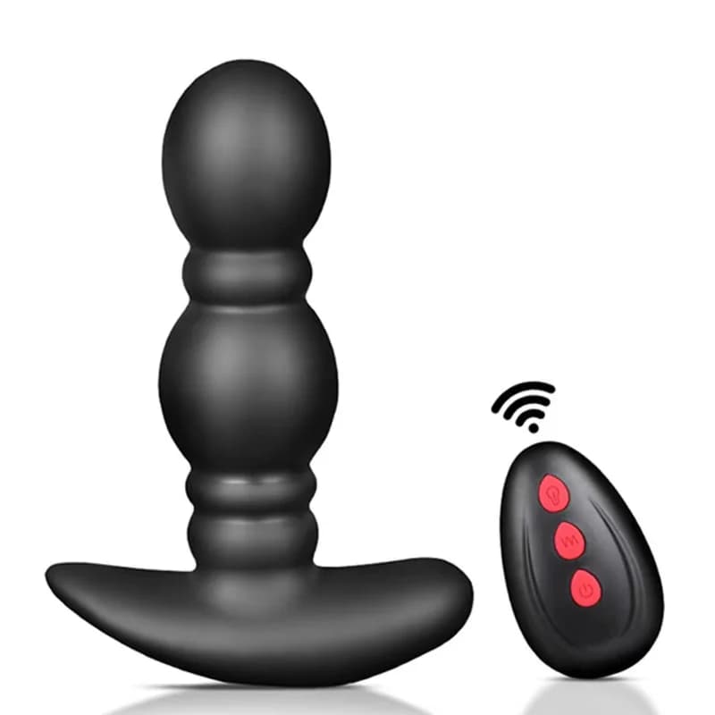 Massaggiatore prostatico maschile in silicone con perline anali con vibratore plug anale di frequenza all'ingrosso