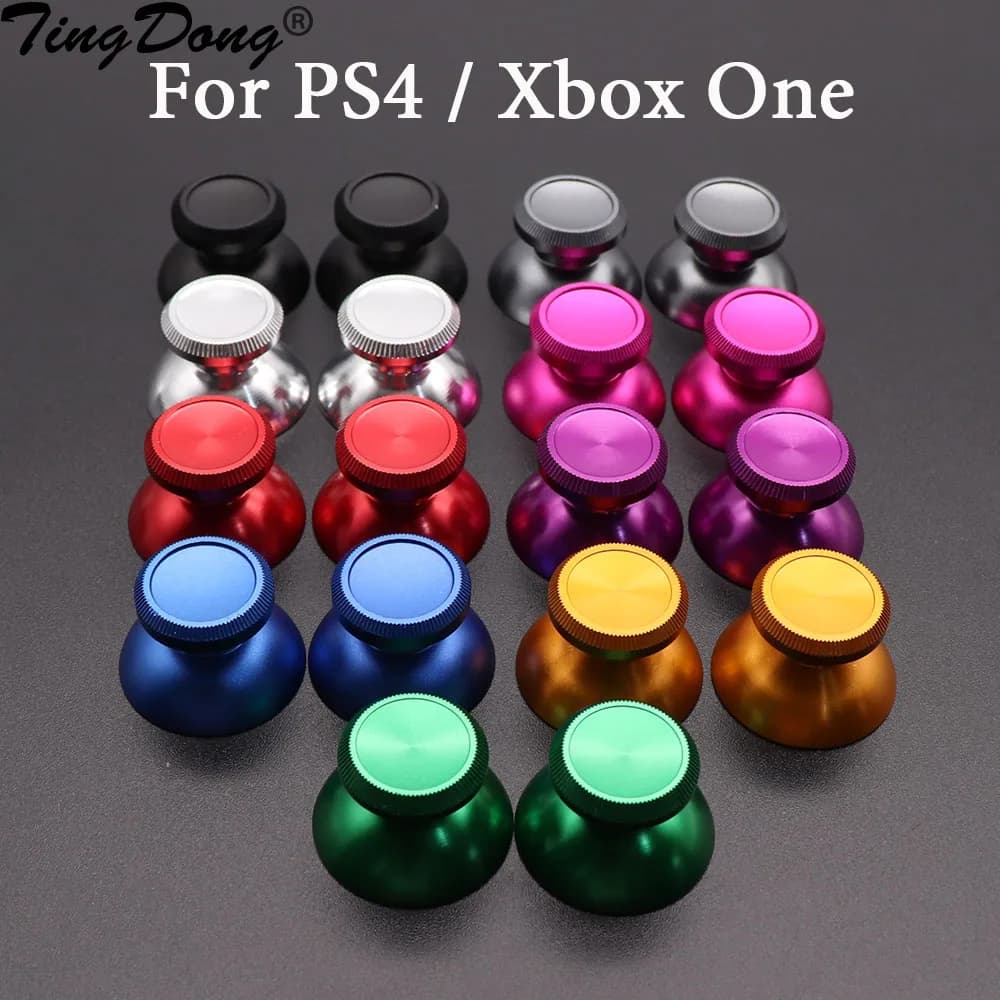 2 pcs = 1 pair for PS4 Metal Grip Caps 3D Analog Thumbstick Joystick aluminium universal cover buttons for Xbox One controller