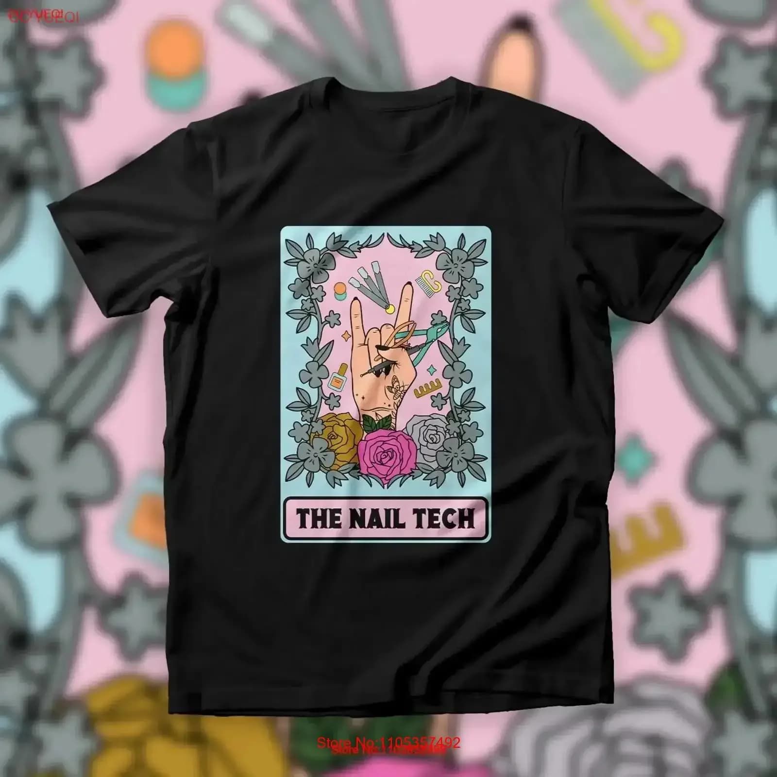 T-shirt Nail Tech Tarot Card per Artisti, Tecnici, Divinatori, Top Mistici, Manicuristi, vintage, lavata, versatile, morbida