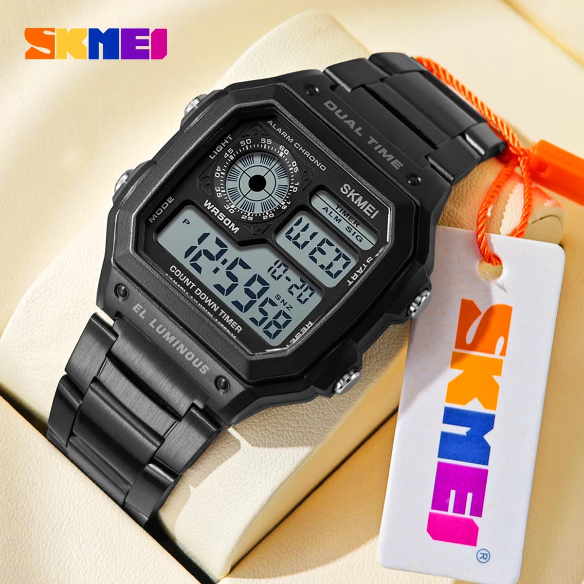 SKMEI 2Time Chrono Orologi digitali per uomo Donna Allarme Orologio da polso Moda 5Bar Impermeabile Sport Elettronica Orologio reloj hombre