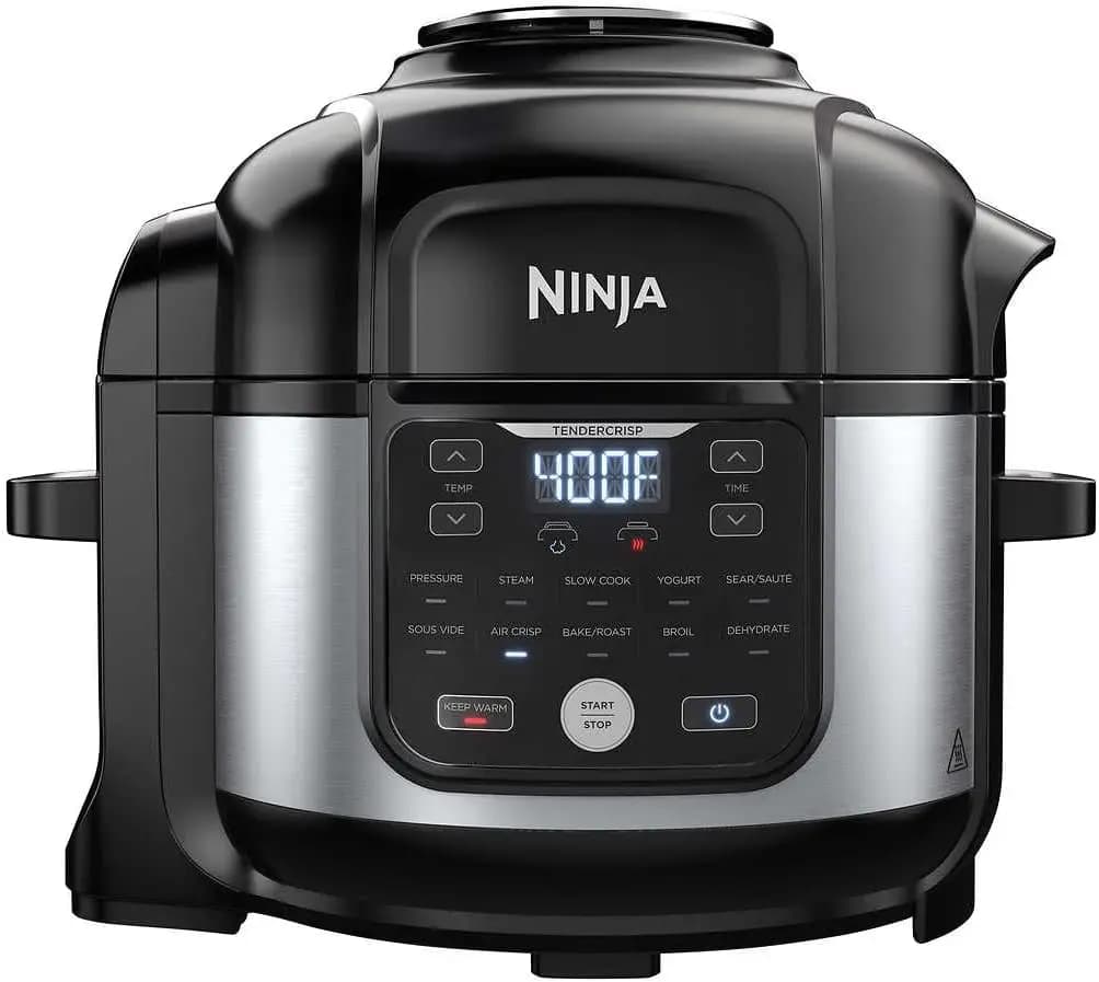 10-in-1 Pressure Cooker and Air Fryer with Nesting Broil Rack, 6.5-Quart Capacity, Stainless Finish (Renewed)