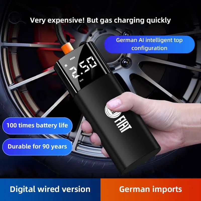 Compressore d'aria digitale intelligente per pneumatici auto Fiat - Gonfiatore elettrico per Panda, Ducato, Freemont, Pondo, Abarth 500, Punto