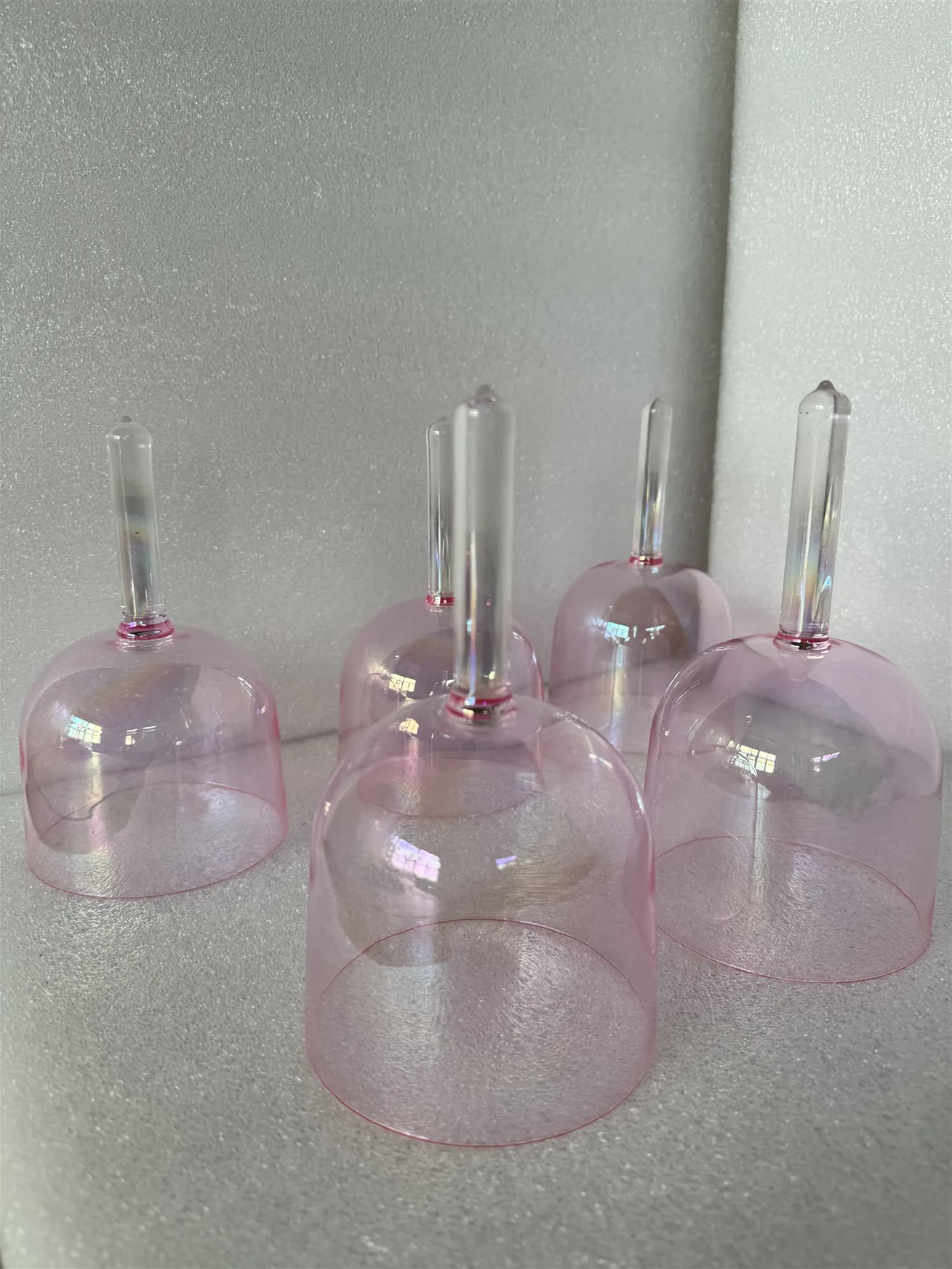 Star Linkup 528hz healing frequency 1Piece Crystal singing handle bowl cosmic pink color clear stem perfect pitch 528HZ for sound theraphy
