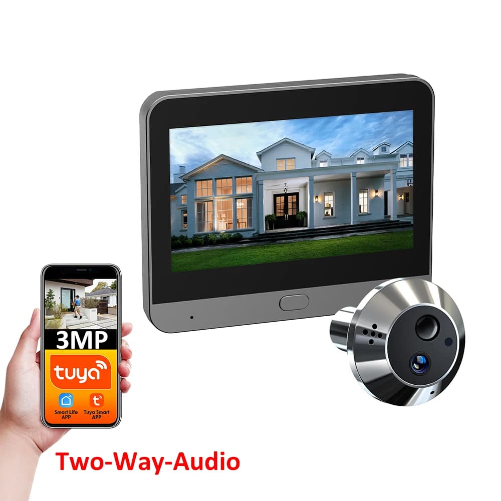 MINI Audio bidirezionale 3MP Tuya Smart WiFi Digitale Door Eye Spioncino Visualizzatore Nessuna esposizione notturna rossa Visione notturna Telecamera PIR Ampia vista
