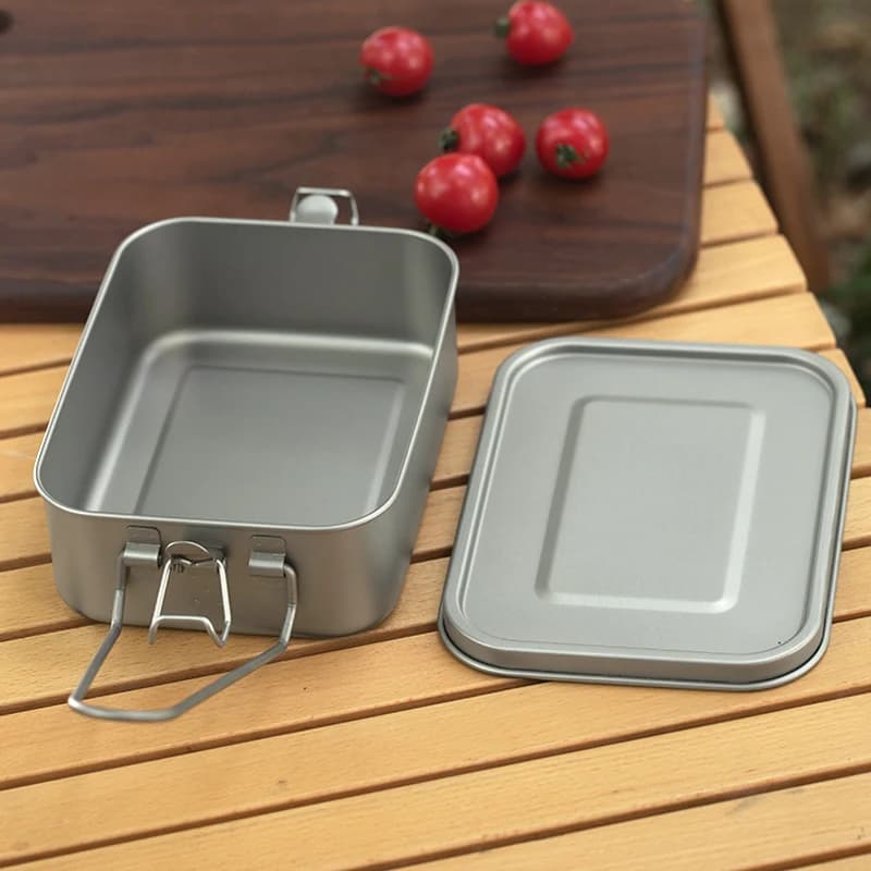 Tiartisan 1200ml titanio campeggio ultraleggero portatile sigillato scatola da picnic casa esterna maniglia pieghevole scatola da pranzo a prova di perdite