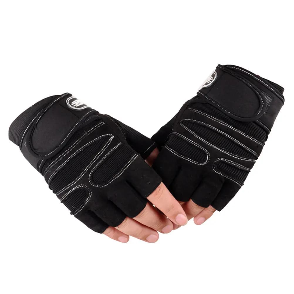 Breathable Gloves for Lifting Weights, Anti-slip Gloves for Gym, for Women and Men, Size M, Black with White Line, for Exterior