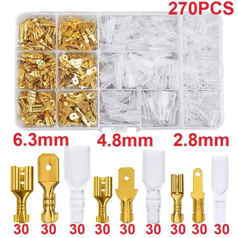 Scatola isolata maschio femmina connettore cavo 2.8/4.8/6.3mm terminali a crimpare elettrici Termin connettori a forcella kit assortiti 270 pezzi
