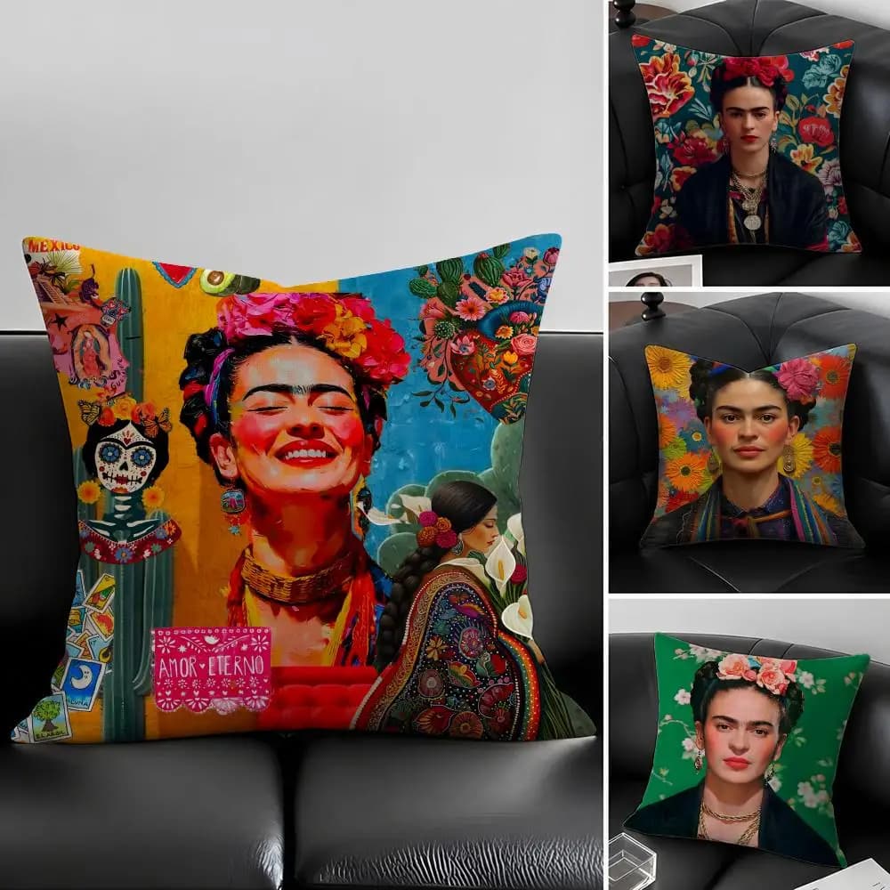 Artist F-Frida K-Kahlo Cushion Cover Natural Linen Pillowcase Set, All-in-One Decor for Sofa, Bedroom & Chair
