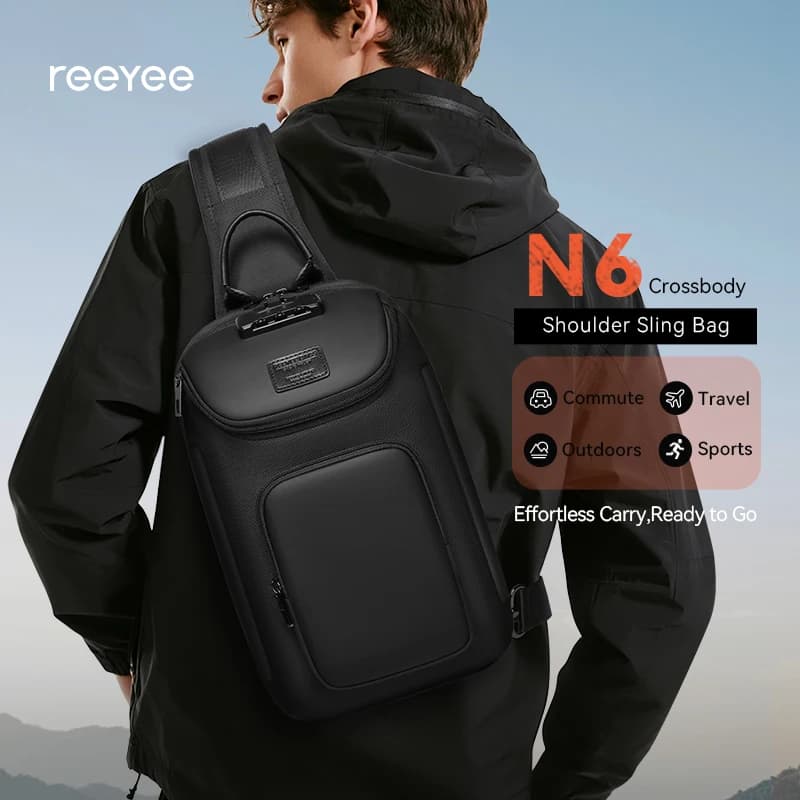 Borsa a tracolla ReeYee N6 da 6 litri, borsa a tracolla di sicurezza con chiusura a combinazione, design unico con scomparti per l'organizzazione intelligente