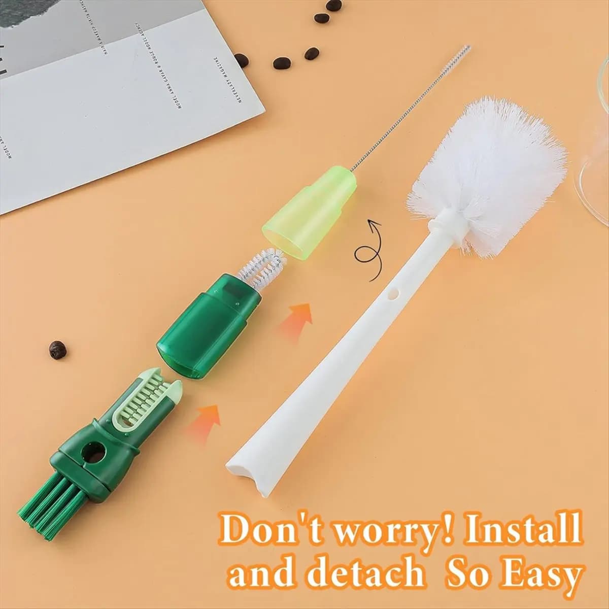 ABJX 5 in 1 Water Bottle Brushes for Cleaning, Easily Cleans the Cup Mouth, Lid, Bottom, and Straw, Bottle Cleaning Tools DROP S