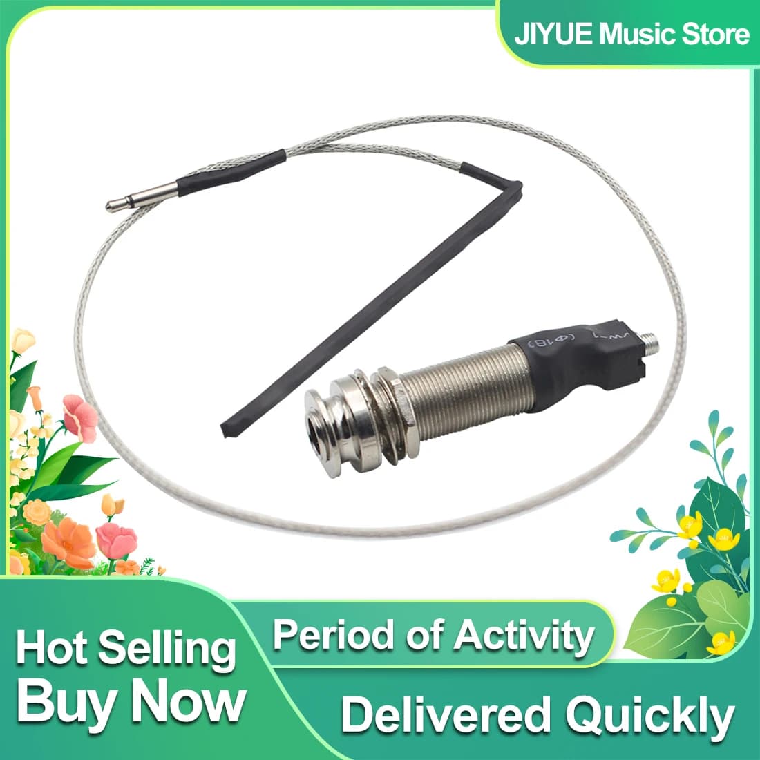 Guitar Endpin Preamp Pickup Bridge Saddle Portable EQ Piezo 6.35mm Jack Socket with Ukulele Cylinder Acoustic Pickup Accessories