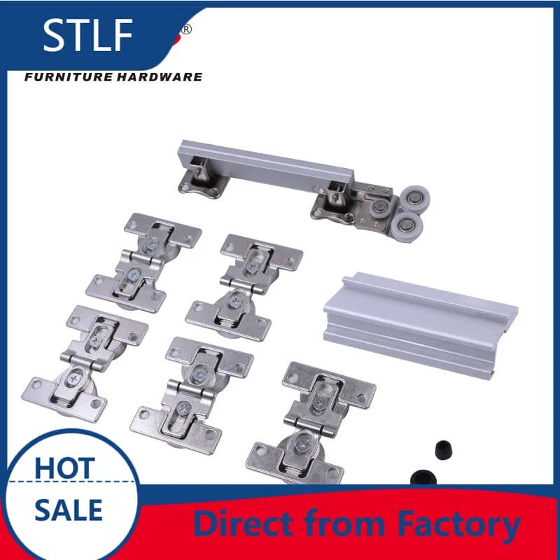 STLF TM037 Sistema di Rulli per Porte Scorrevoli da Armadio, Rullo Nascosto per Porte Scorrevoli Pieghevoli, Accessori per Mobili