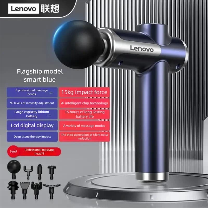 Pistola massaggiante a fascia Lenovo N3 per massaggio profondo, allevia i dolori muscolari, fitness e relax, con schermo touch LED