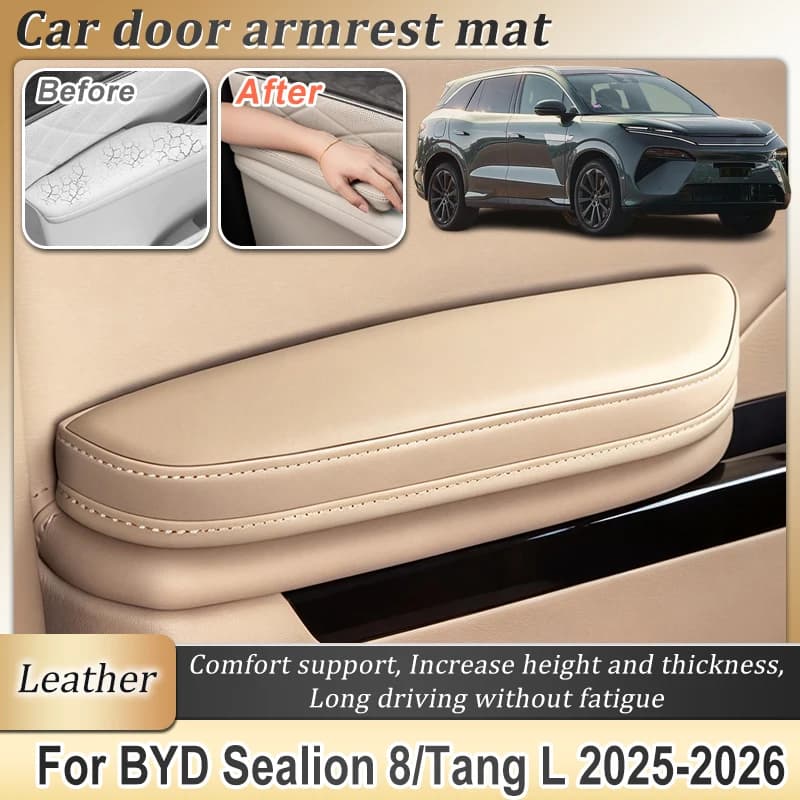 Accessori per BYD Sealion 8 Tang L 2025 2026, Cuscinetto per Bracciolo Porta Auto in Pelle PU, Supporto Protettivo Interno