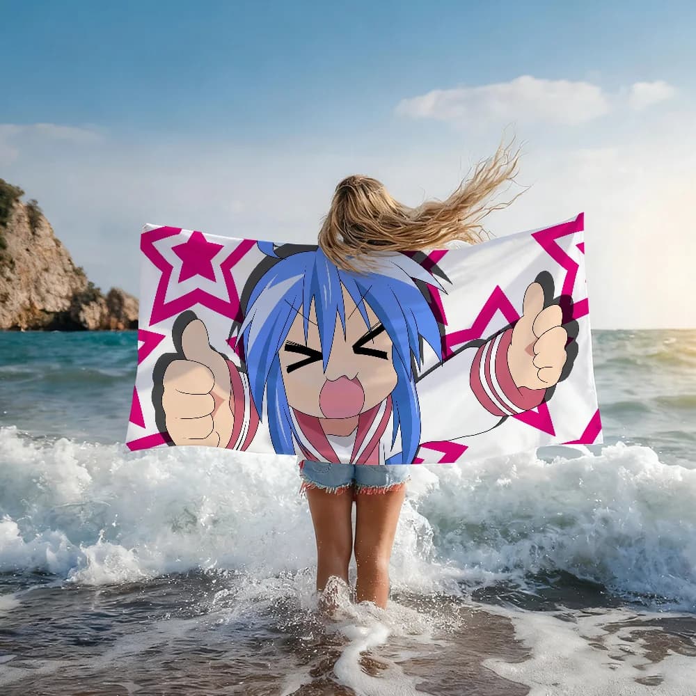 Asciugamano da Spiaggia Grande e Morbido con Motivo Cartoon L-Lucky S-Star, per Doccia, Sauna, Viaggio, Spa, Asciugatura Rapida, Accessori per Palestra