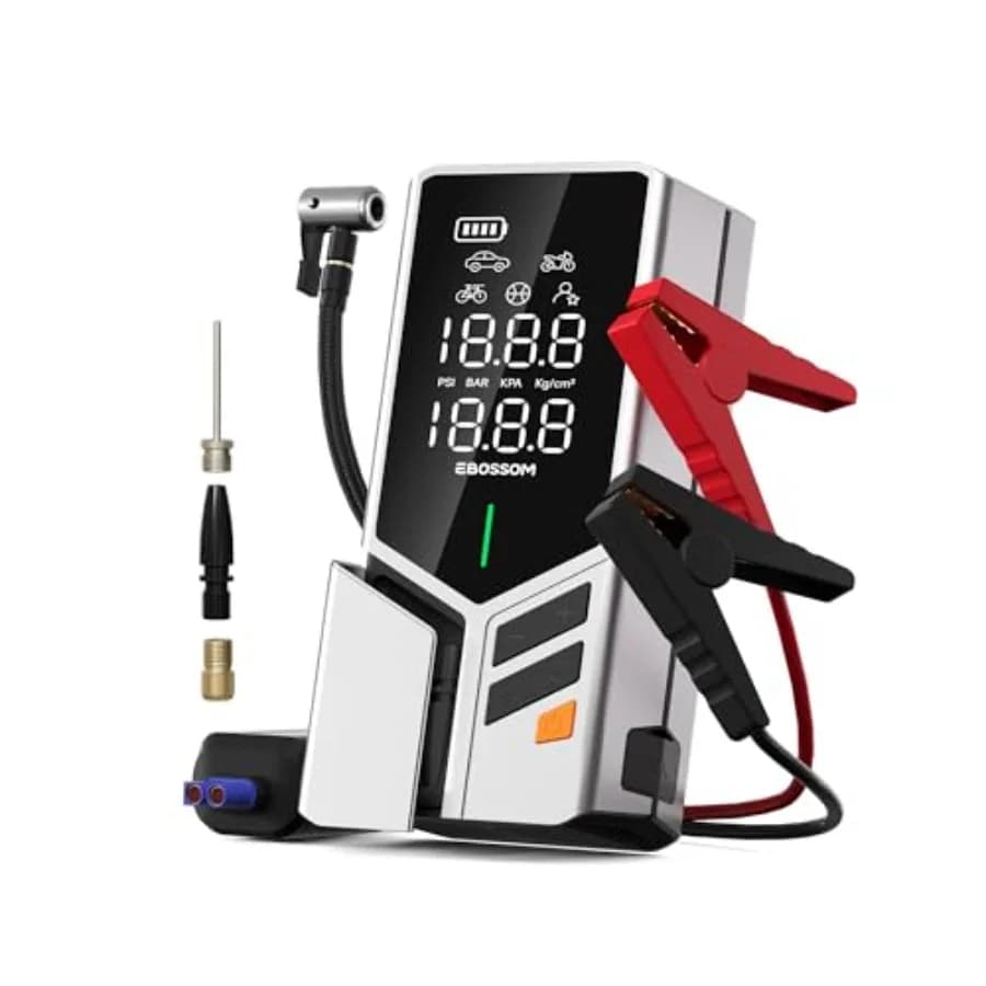 Avviatore portatile per auto con compressore d'aria Gonfiatore per pneumatici 150PSI e batteria da 44,4 Wh per motori a gas da 6,0 litri Pompa di gonfiaggio rapido