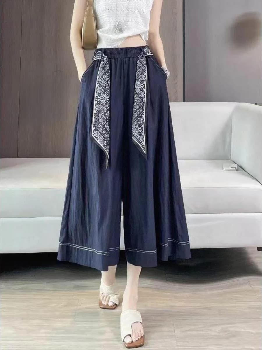 Slimming High Waist Wide Leg Pants Draped Style Thin Summer New Women's Casual Loose Fit Trousers Skirts Fashion Pear Shape