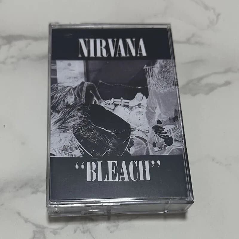 Nirvana Bleach Classic Grunge Rock Album Audio Cassette Tape Retro Analog Vintage 90s Media Collection Gift for Fans