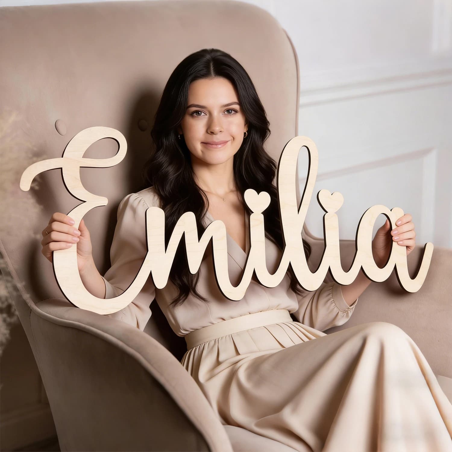 1 targhetta con nome personalizzata in legno, nome personalizzato, decorazione da parete, decorazione per soggiorno e camera da letto, adatta per