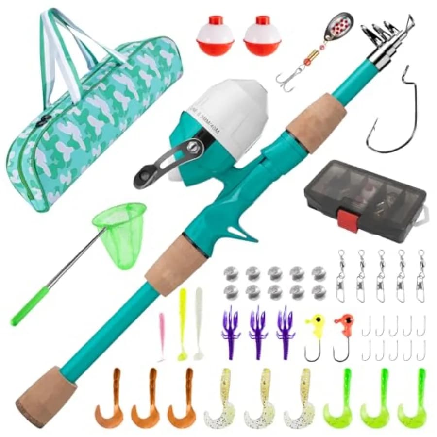Telescopic Fishing Rod Portable for Boys and Girls, Kit Combo Canna and Mulinello with Tool Box, Bag and Network, Best Fishing Rod