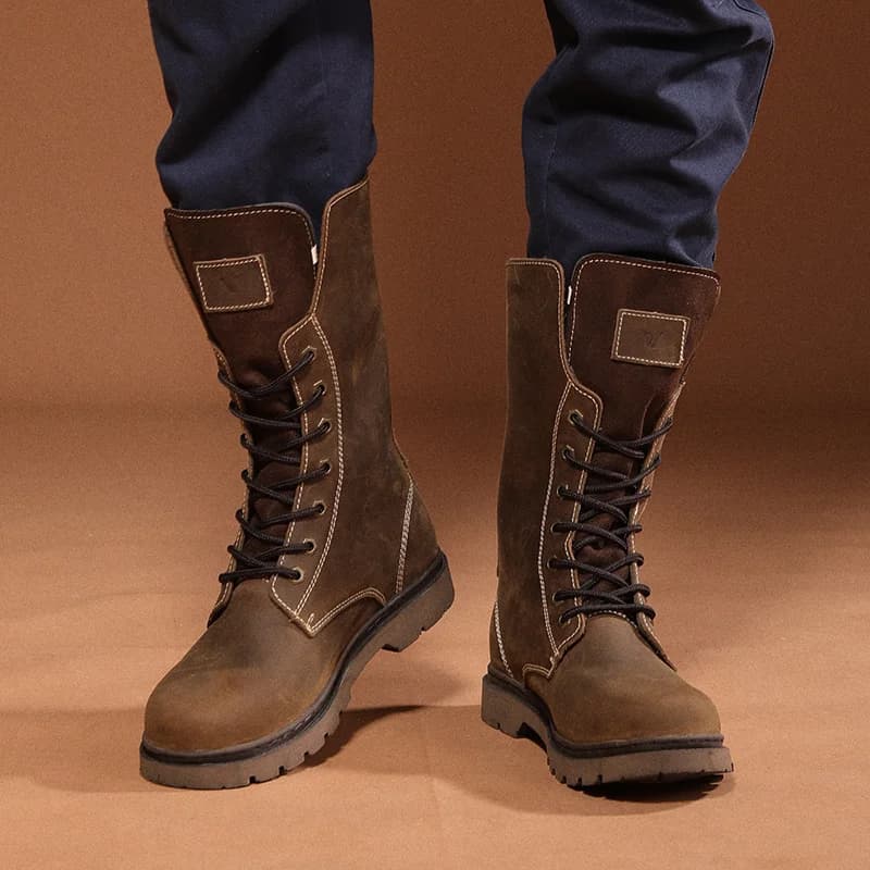 Scarponi da trekking da uomo in pelle Stivali da moto Stivali da combattimento da trekking impermeabili Cintura gotica Stivali punk Scarpe da uomo Sneakers tattiche