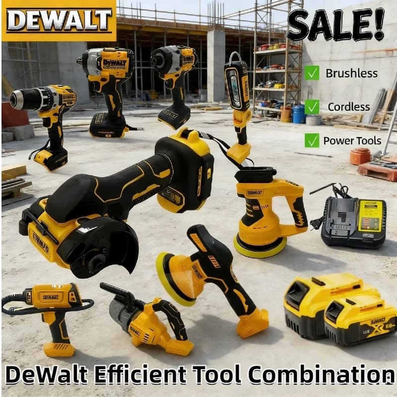 Utensili Elettrici Multifunzione DeWalt 20V: Smerigliatrice Angolare Senza Fili Brushless, Troncatrice, Avvitatore Elettrico, Lucidatrice, Pompa d'Aria, Pistola Termica