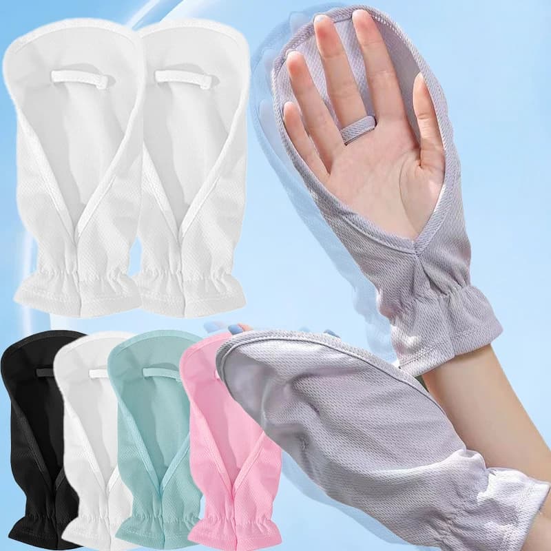 1 paio di guanti estivi per protezione solare con protezione UV per donna, guida all'aperto, ciclismo, guanti sottili e traspiranti anti-scottature