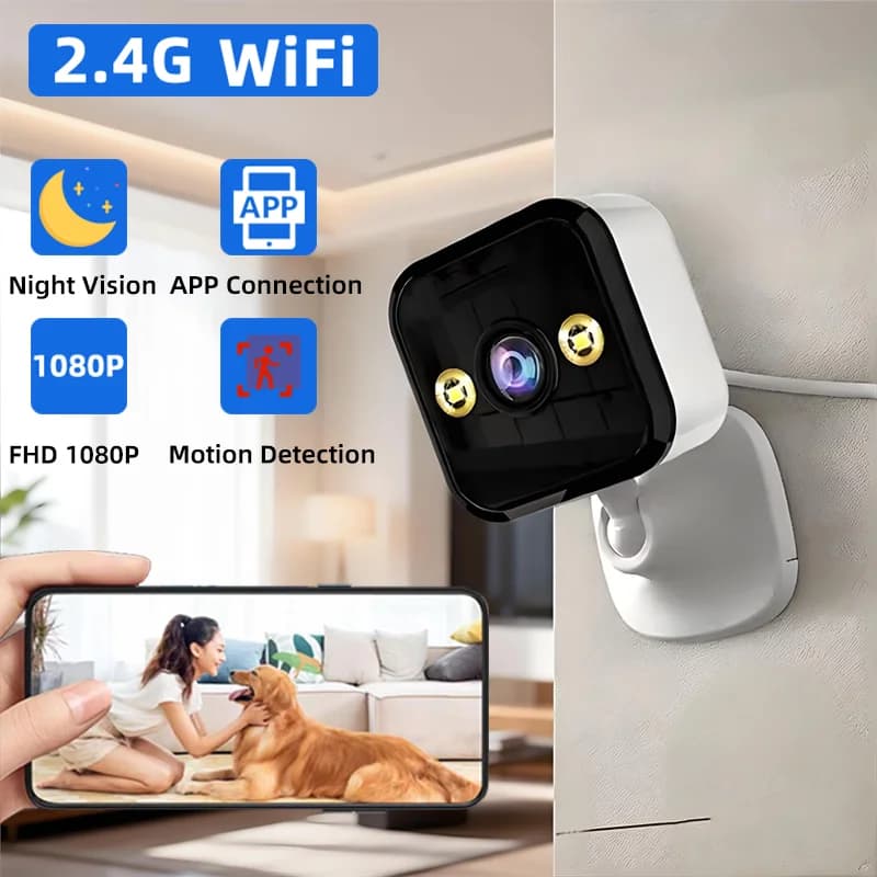 Telecamera IP WiFi 1080P 2MP con Visione Notturna, Impermeabile per Interni ed Esterni, Mini CCTV di Sorveglianza, Monitor Intelligente per Casa e Bambini