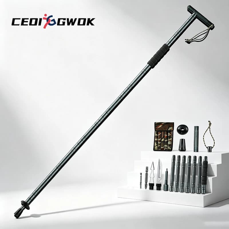 CEOI GWOK Lightweight 6063 Aluminum Trekking Poles Foldable Hiking Stick with T Grip for Outdoor Mountaineering Walking Stick