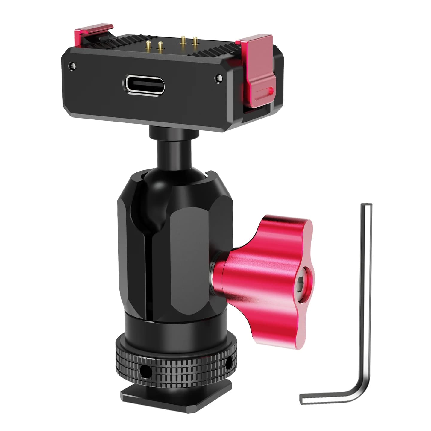Magnetic 17mm Ball Head Cold Shoe Mount Type-C Charging With 1/4 Thread Motorcycle Handlebar Bracket For DJI Nano Action Camera