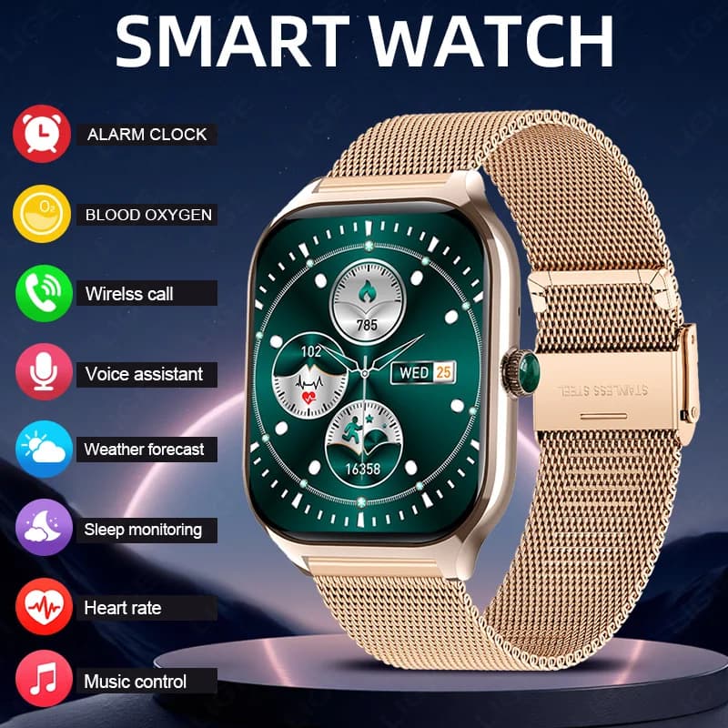 LIGE Nuovo 2.01 ''HD Smart Watch per uomo Donna Sport Fitness Monitoraggio della frequenza cardiaca Bracciale da uomo Chiamata Bluetooth Smartwatch da donna