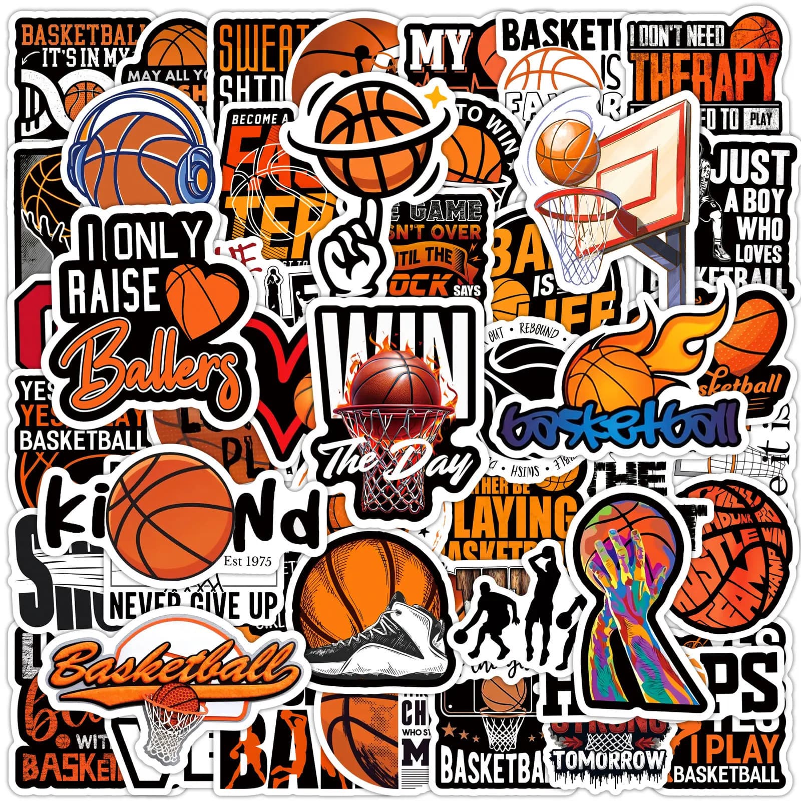 50 Pezzi Adesivi Sportivi da Basket, Adesivi Motivazionali Fai-da-Te per Skateboard, Moto, Valigie, Decorazioni per Telefoni e Laptop