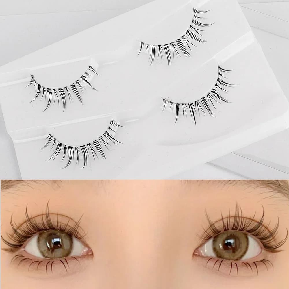 2pairs Invisible Band Eyelashes Faux Mink Wholesale False Lashes Transparent Band Eyelash Handmade Crisscross Lashes Makeup
