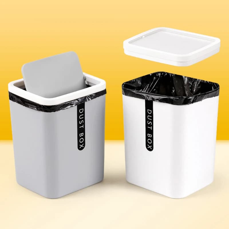 Pattumiera Mini cestino per rifiuti Coperchio oscillante in plastica Bidone per rifiuti domestici Pattumiera per rifiuti Cestino per rifiuti di carta da cucina Shake Copertura Secchio di stoccaggio
