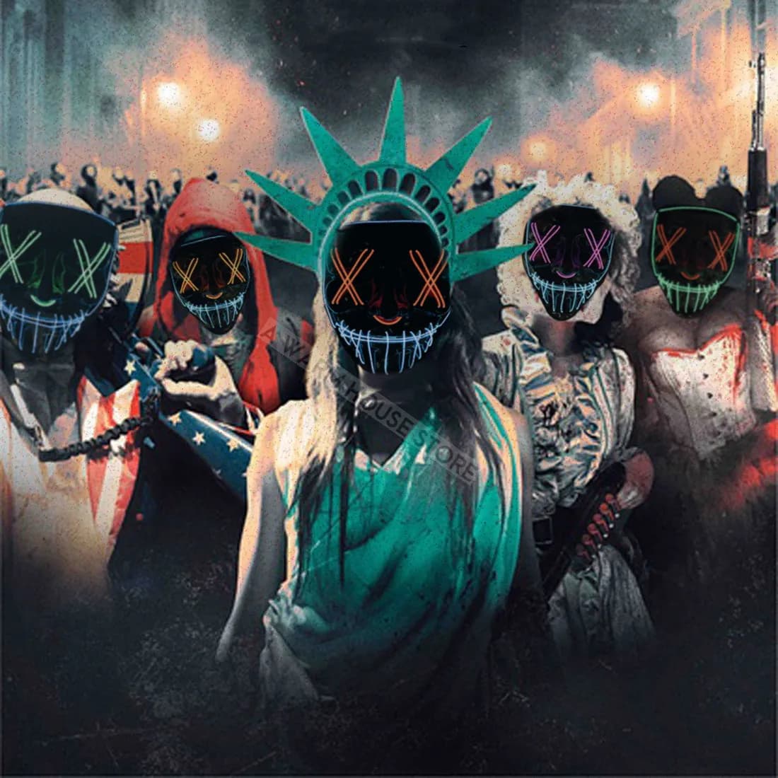 Halloween mask LED Maske Light Up party masks Neon Maska Cosplay Mascara Horror Mascarillas Glow In Dark Masque V for Sale