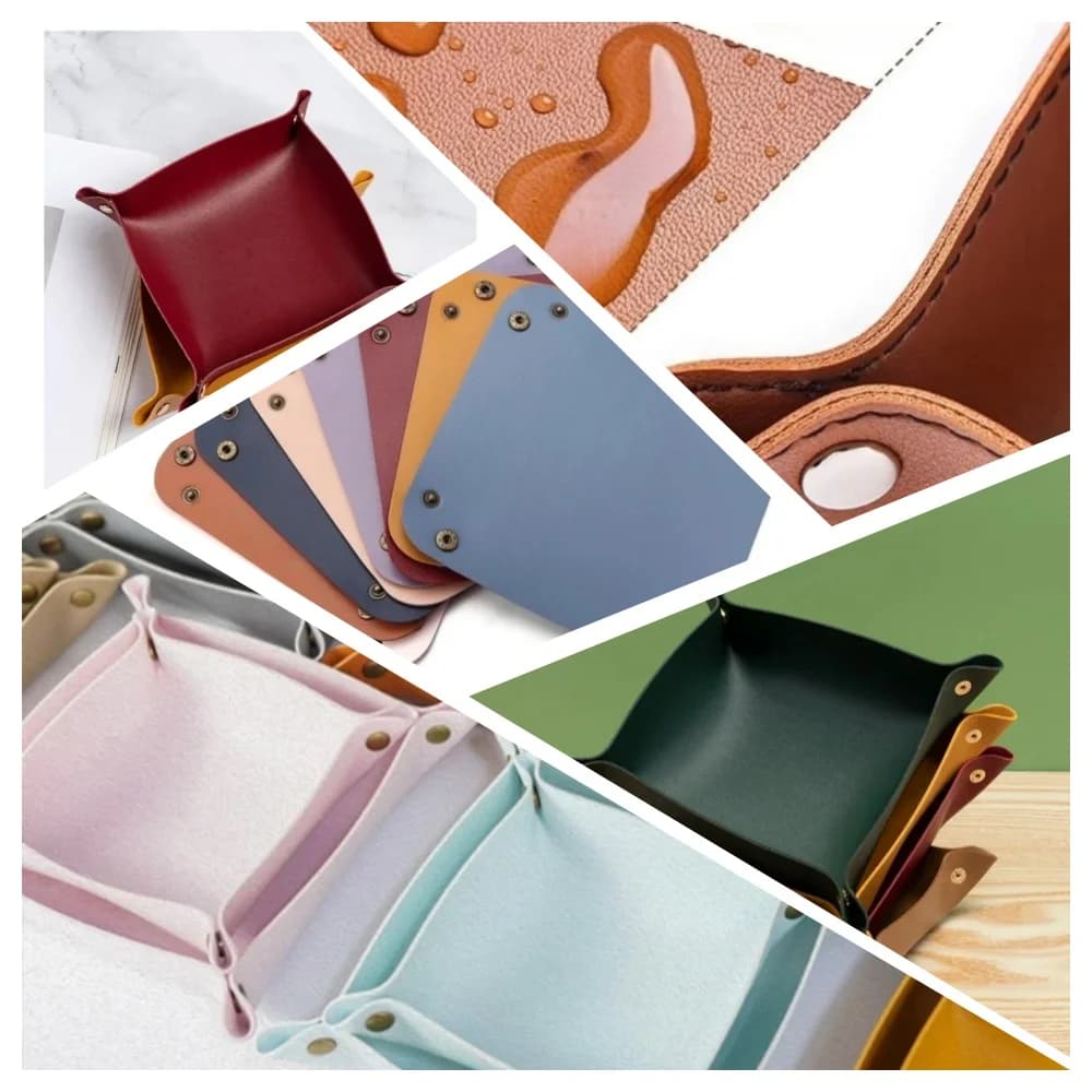 1pc 25X25cm Foldable PU Leather Storage Box Desktop Cosmetic Jewelry Storage Tray Home Office Keys Coins Storage Organizer