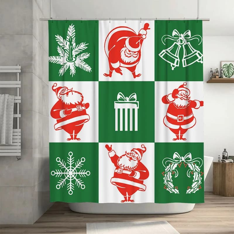 TU Tenda da doccia natalizia festiva Impermeabile Decorazioni per il bagno delle vacanze Modello natalizio Fondale in tessuto Regalo di festa Casa accogliente