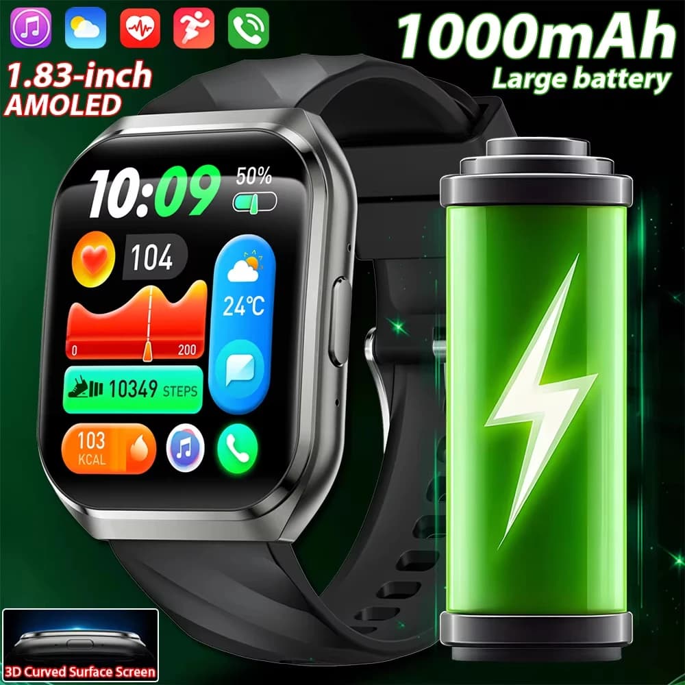 GPS Track Altimeter 1000mAh Battery IP68 Waterproof Heart Rate BT Sports Call Man Smartwatch New Men Outdoor Smart Watch for Adults